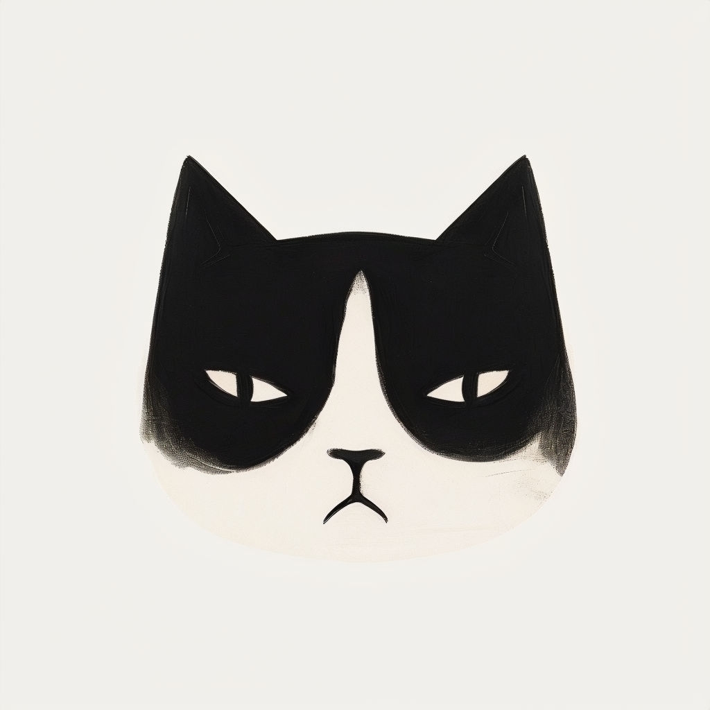 Stylized Minimalist Black Cat Face Illustration Mug