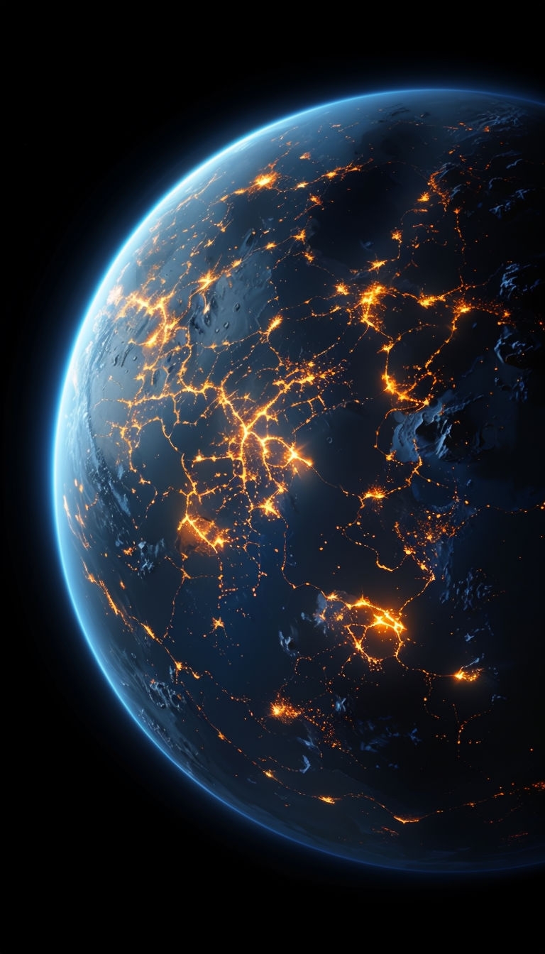 Stunning Planetary View from Space with Illuminated Terrain Mobile Wallpaper