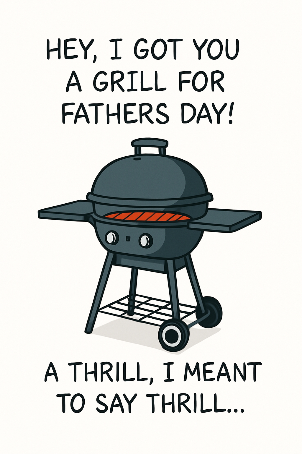 Playful Father's Day Grill Illustration with Fun Text Card