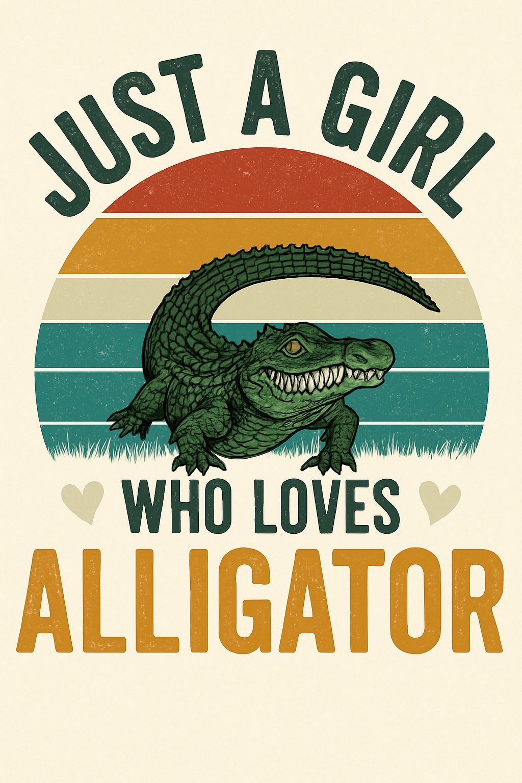 Vintage Alligator Graphic with Just a Girl Text T-Shirt