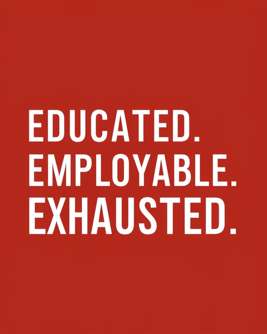 Humorous Graduation Statement Educated Employable Exhausted T-Shirt