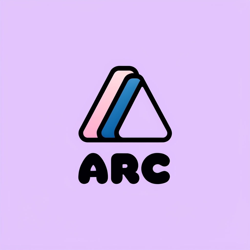Stylized Triangle ARC Logo Design on Pastel Purple Background
