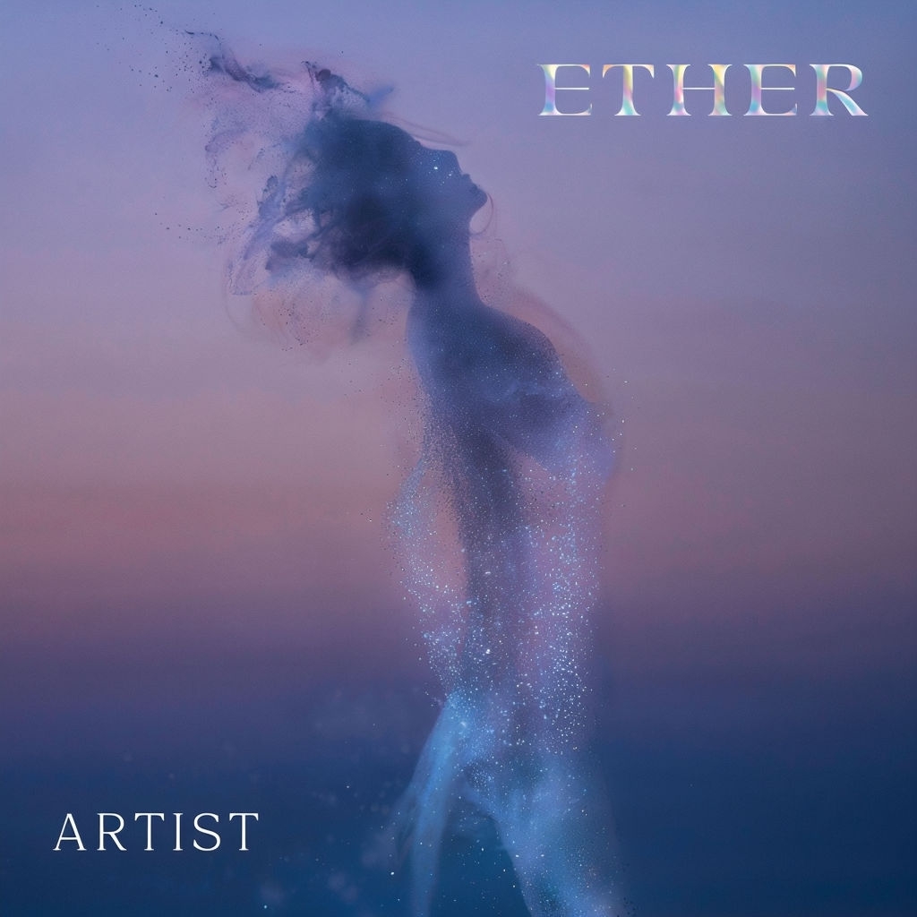 Ethereal Cosmic Nebula with Abstract Silhouette Album Cover