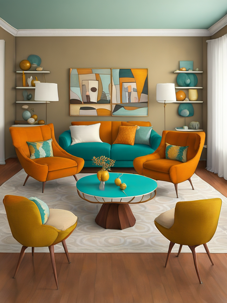 Mid century modern living room in the style of Nicoletta Cec... by