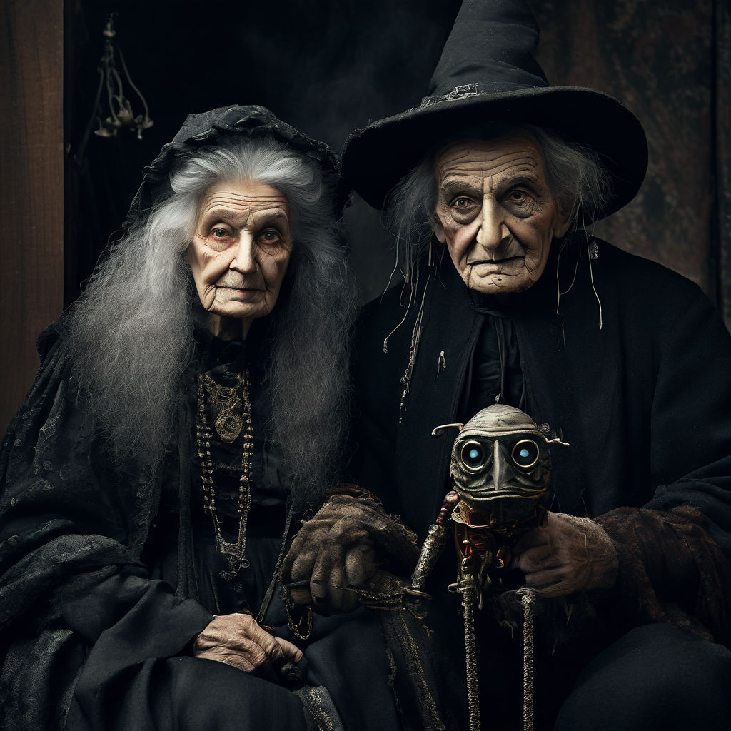 A old 100 year old female witch and a puppet that looks like... by ...