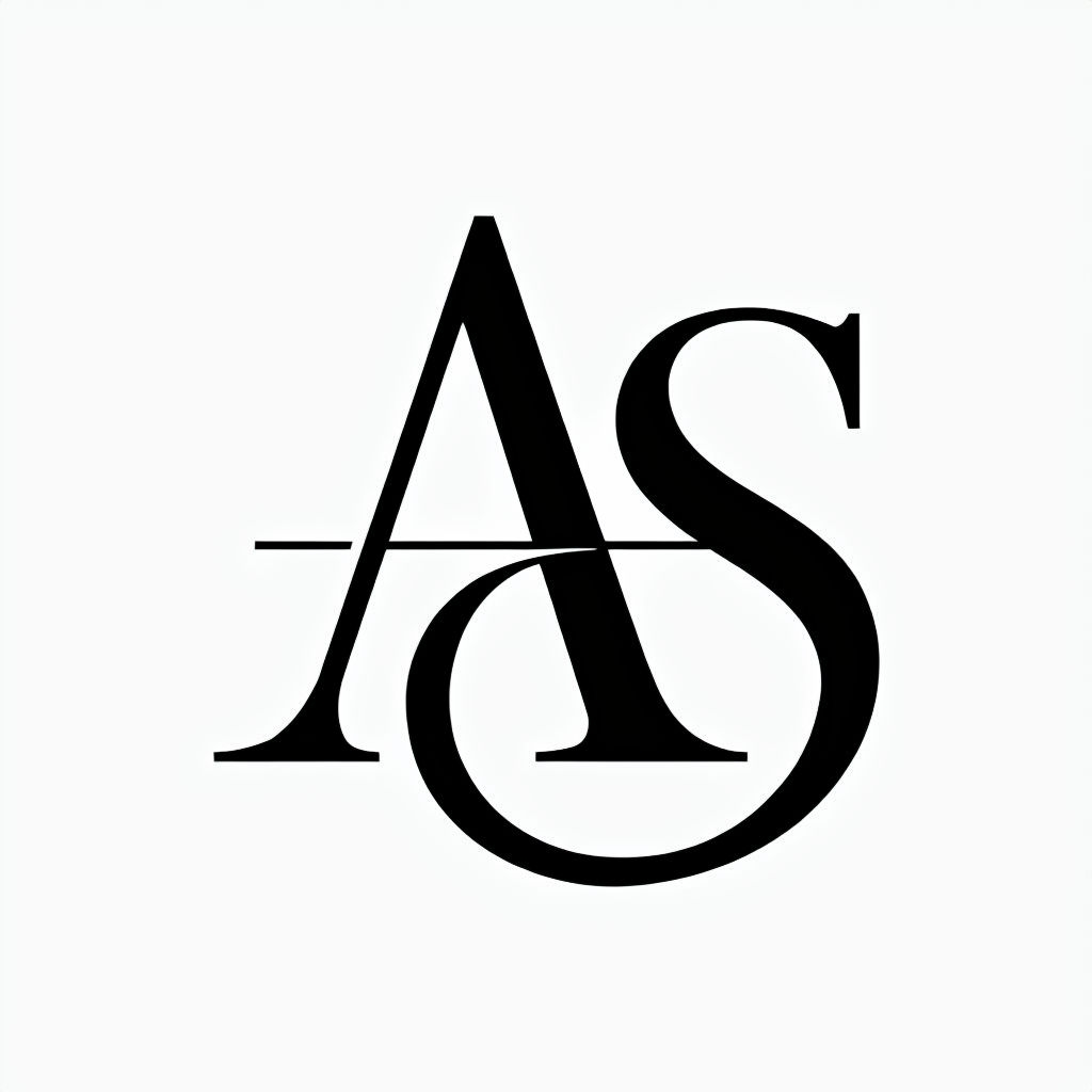 Stylish Black AS Minimalist Initials Logo Design Monogram