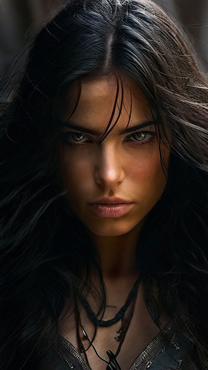 Themyschera Amazon full shot portrait of Marie Avgeropoulos