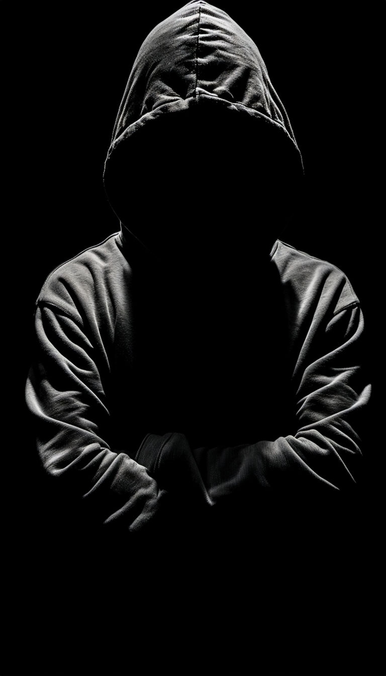Mysterious Dark Hooded Sweatshirt Silhouette Mobile Wallpaper
