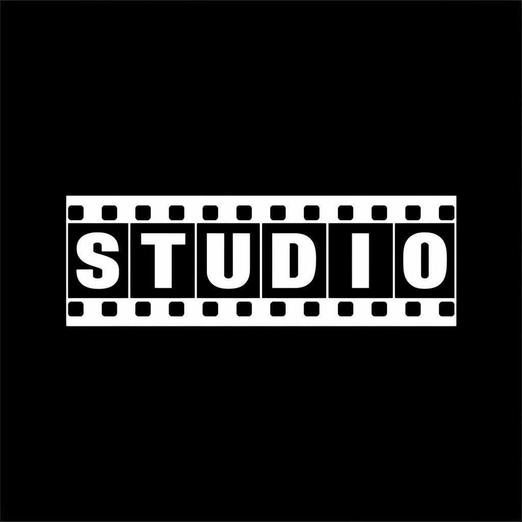 Bold Monochrome RAD STUDIO Filmstrip Logo Design for Branding Logo