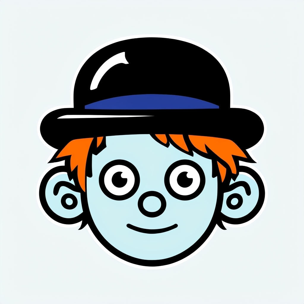 Playful Pastel Blue Character Face Icon Sticker
