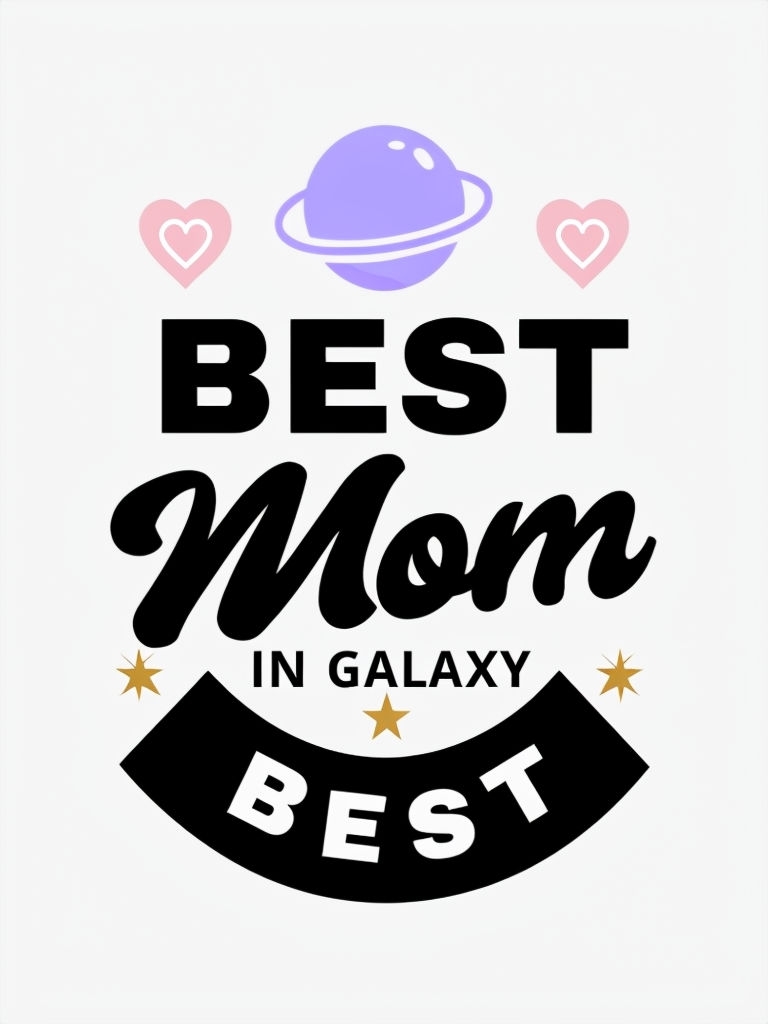Best Mom in Galaxy Minimalist T-Shirt Design