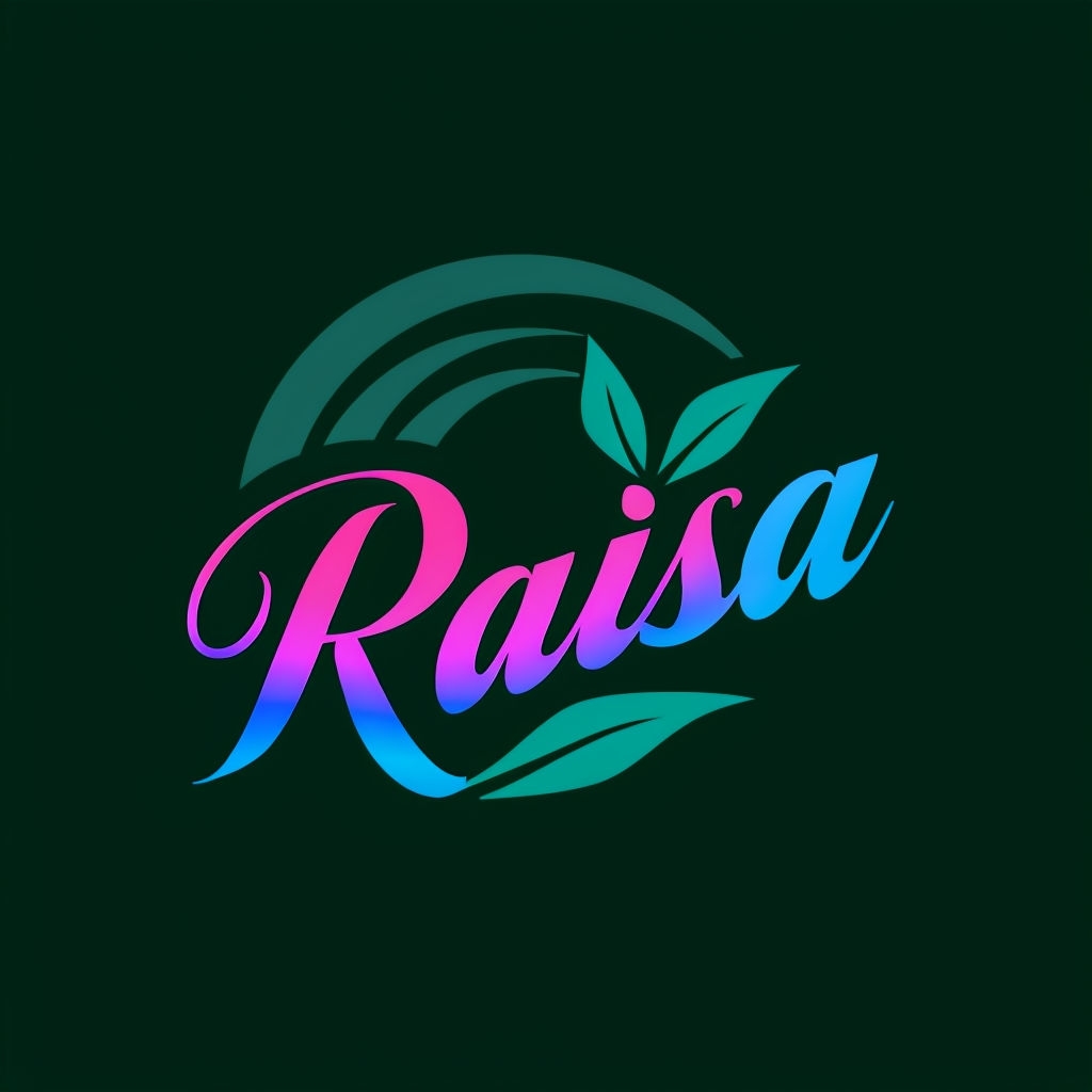 Vibrant Modern Raisa Logo with Teal Leaves T-Shirt