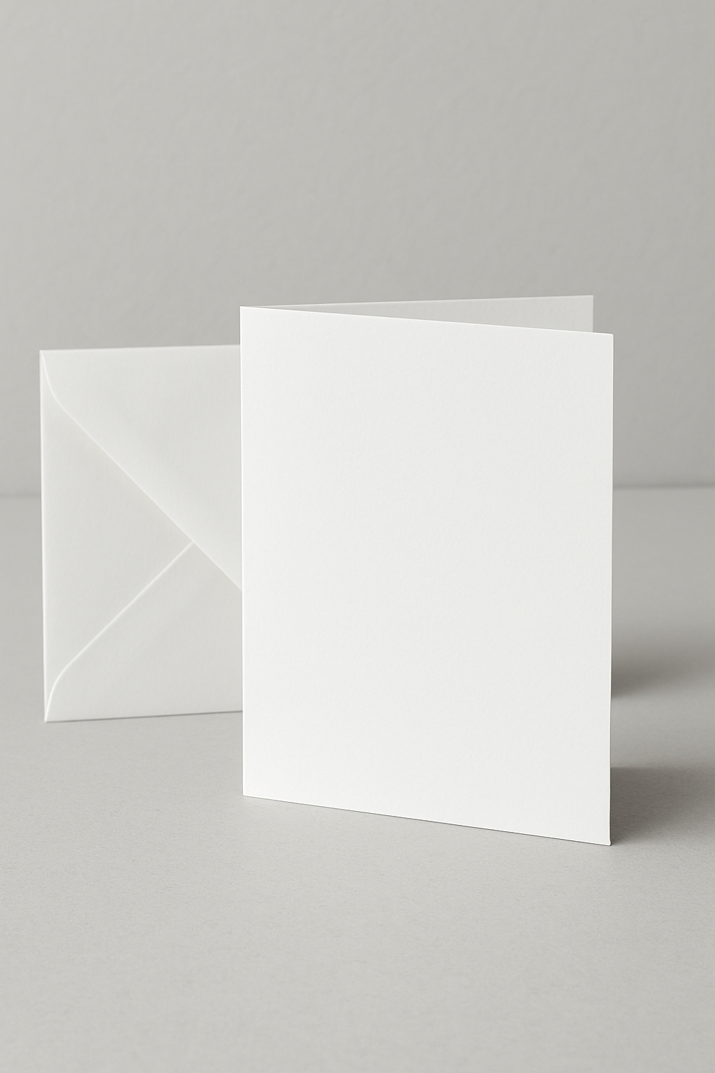 Elegant Minimalist White Greeting Cards and Envelopes Mockup