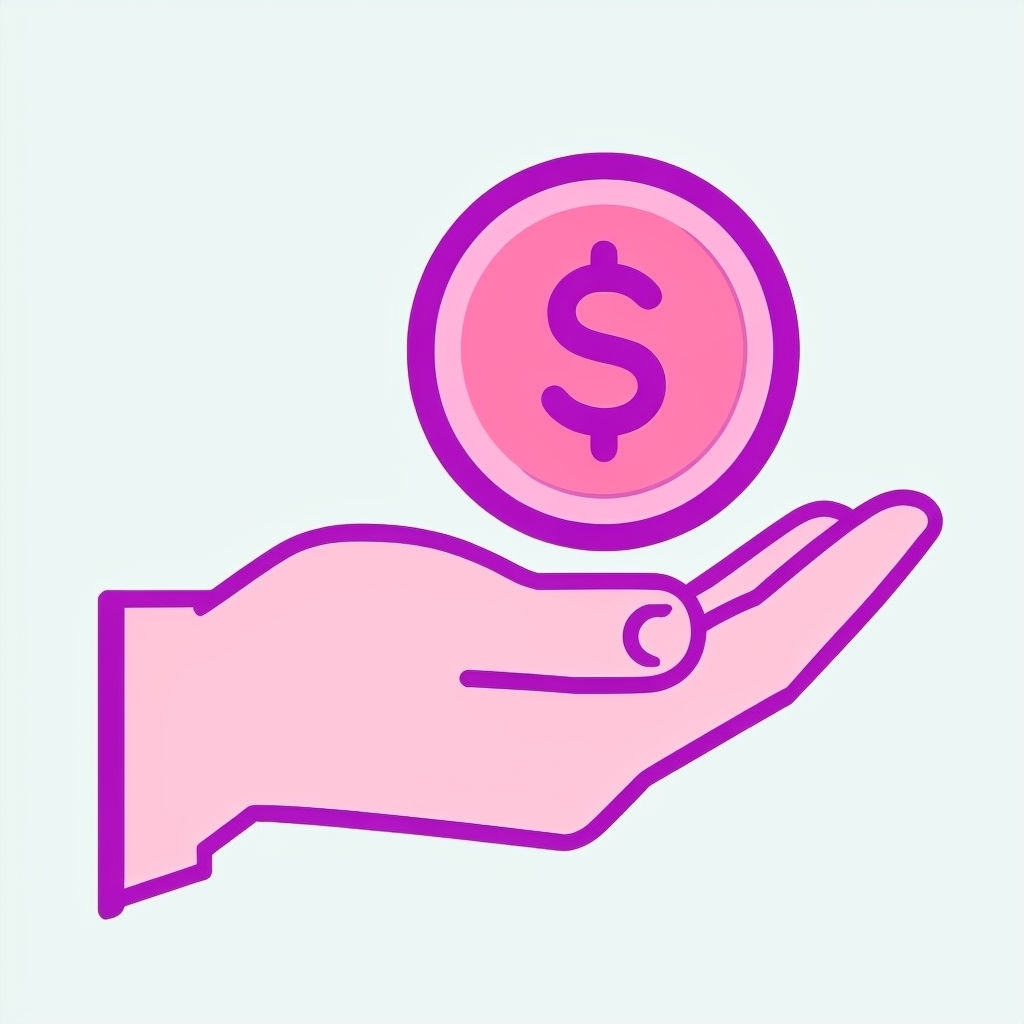 Hand Holding Coin Minimalist Icon Sticker