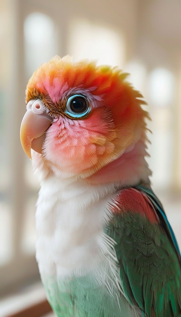 Vibrant Close-Up of Colorful Parakeet Bird Photography Mobile Wallpaper