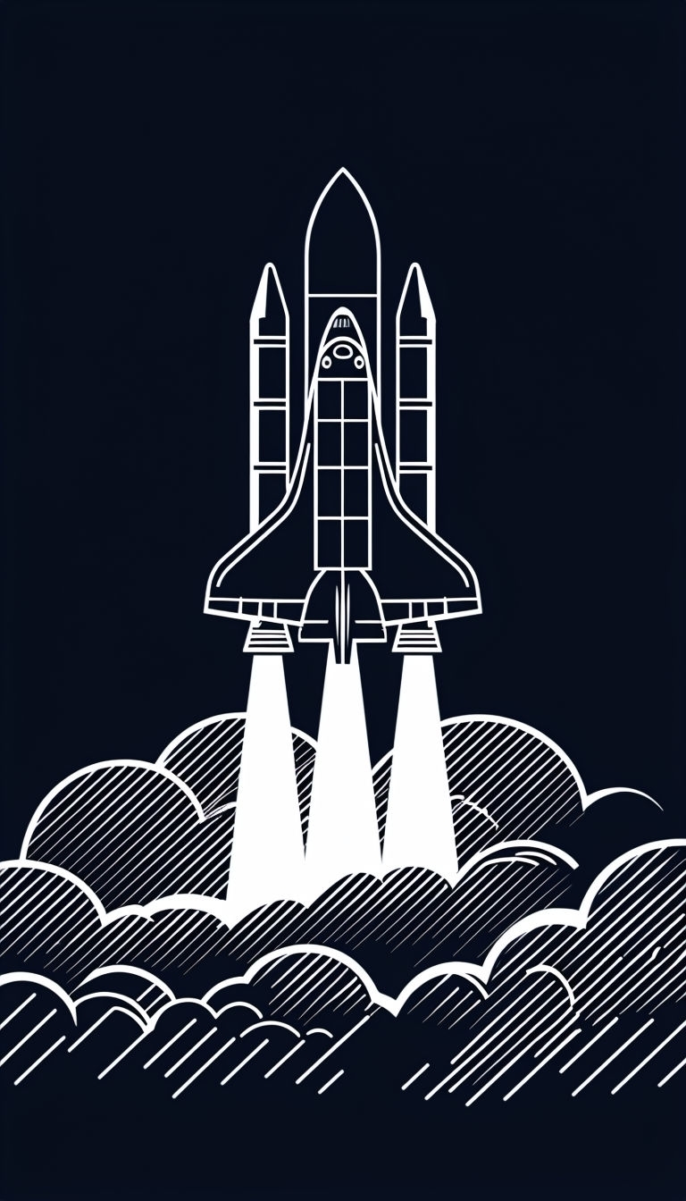 Minimalist Space Shuttle Takeoff Line Art Mobile Wallpaper