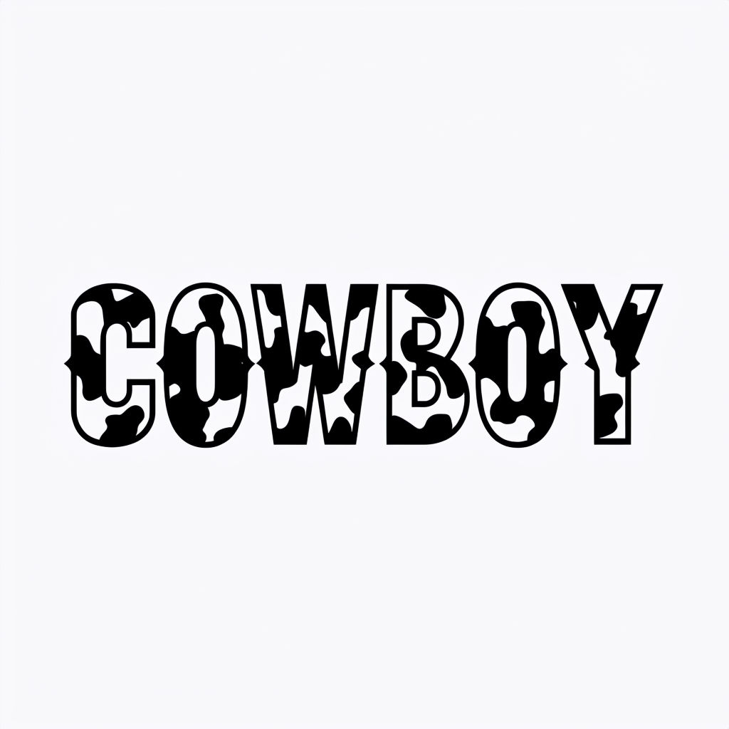 Cowboy Inspired Cow-Print Typography Sticker