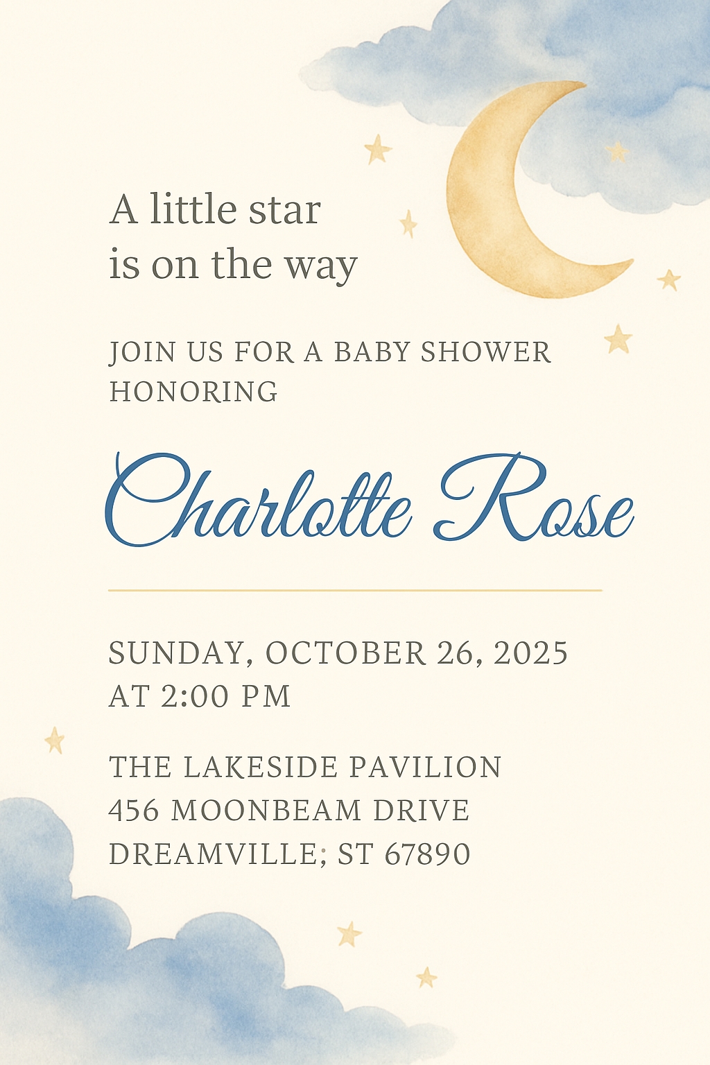 Whimsical Watercolor Baby Shower Invitation for Charlotte Rose Cards & Invites