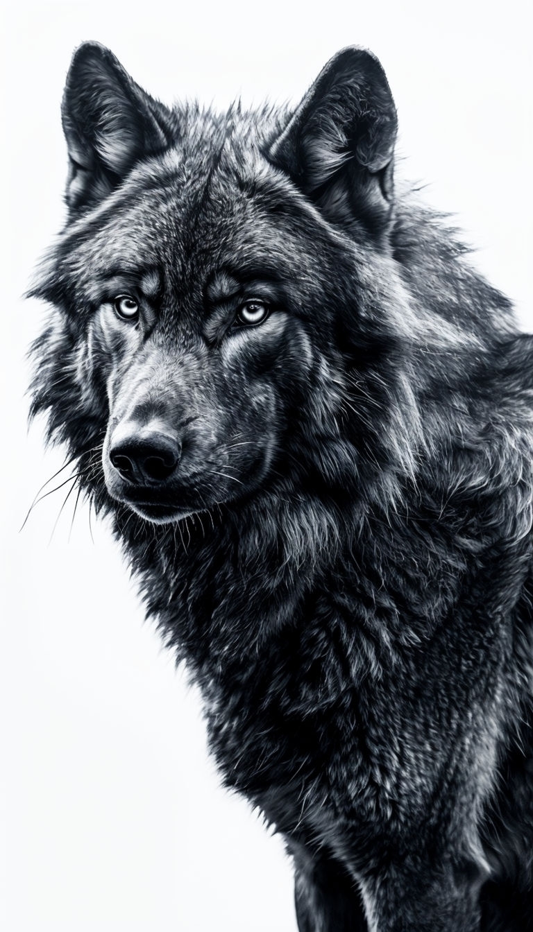 Intense Monochrome Wolf Portrait Artistic Phone Case Cover