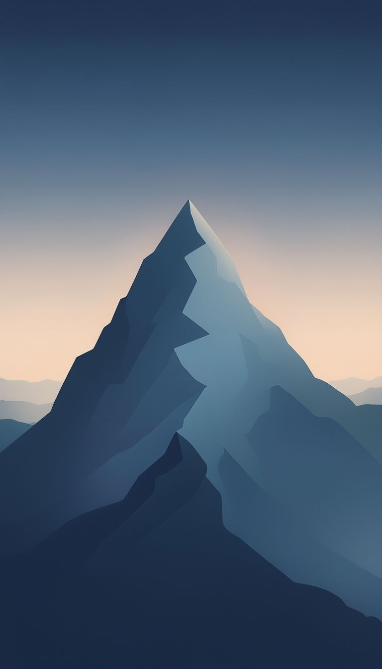 Serene Solitary Mountain Peak Digital Art Phone Case Cover