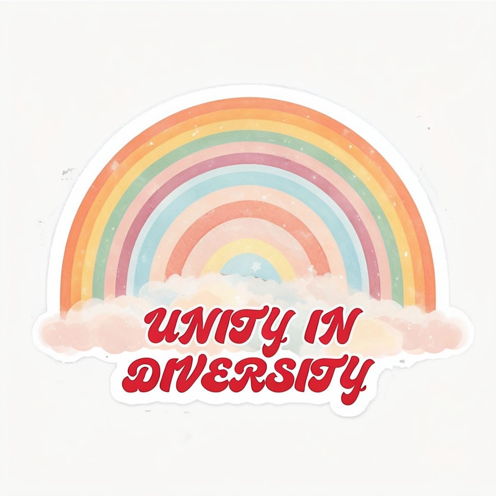 Colorful Rainbow Unity in Diversity Retro Sticker