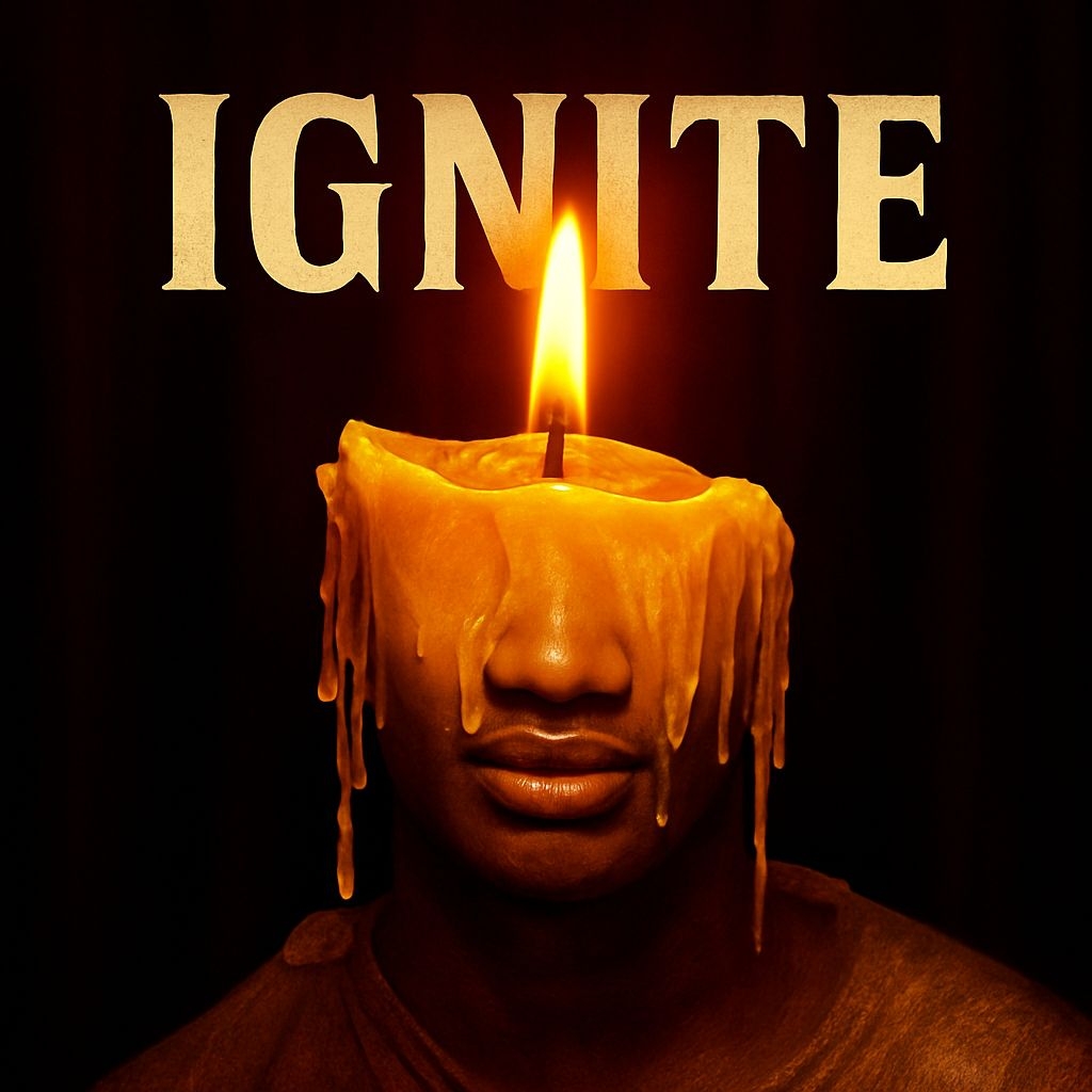 Surreal Candle Face Artwork with Ignite Text Album Cover
