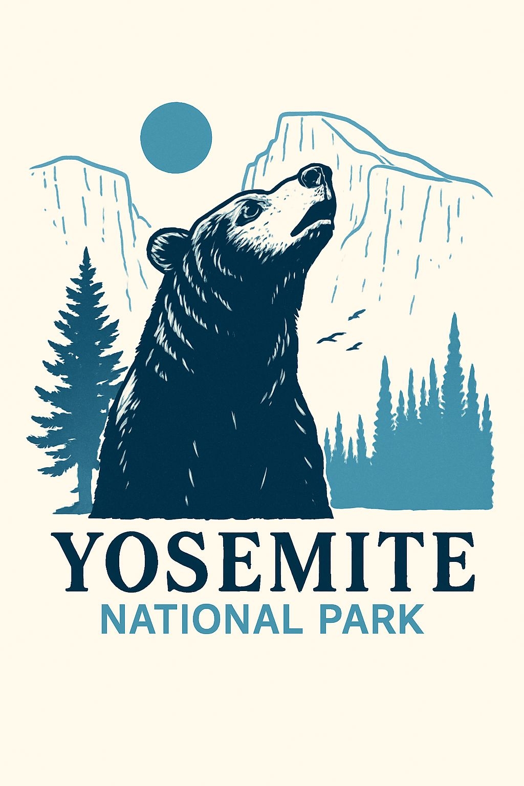 Vintage Yosemite National Park Bear Illustration Poster
