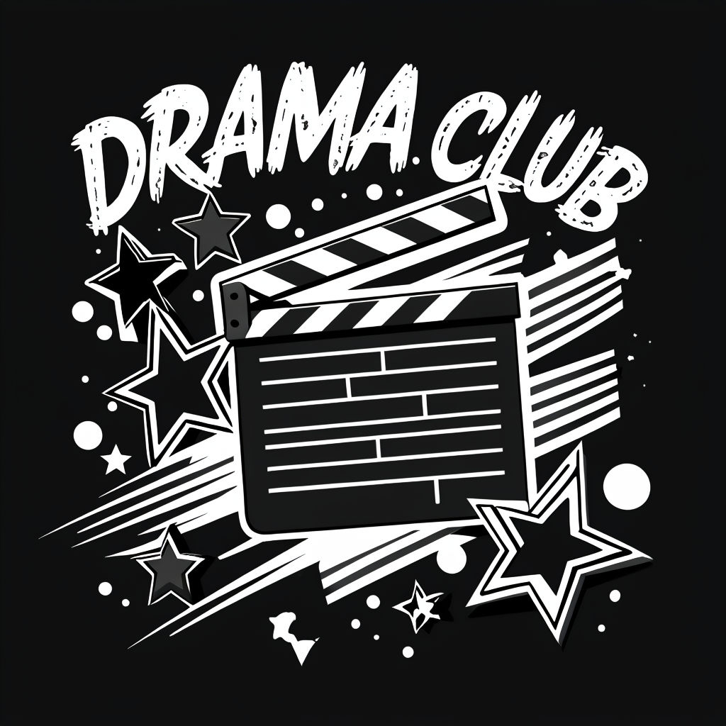 Dramatic Black Clapperboard Drama Club Art for Theatrical Themes ...