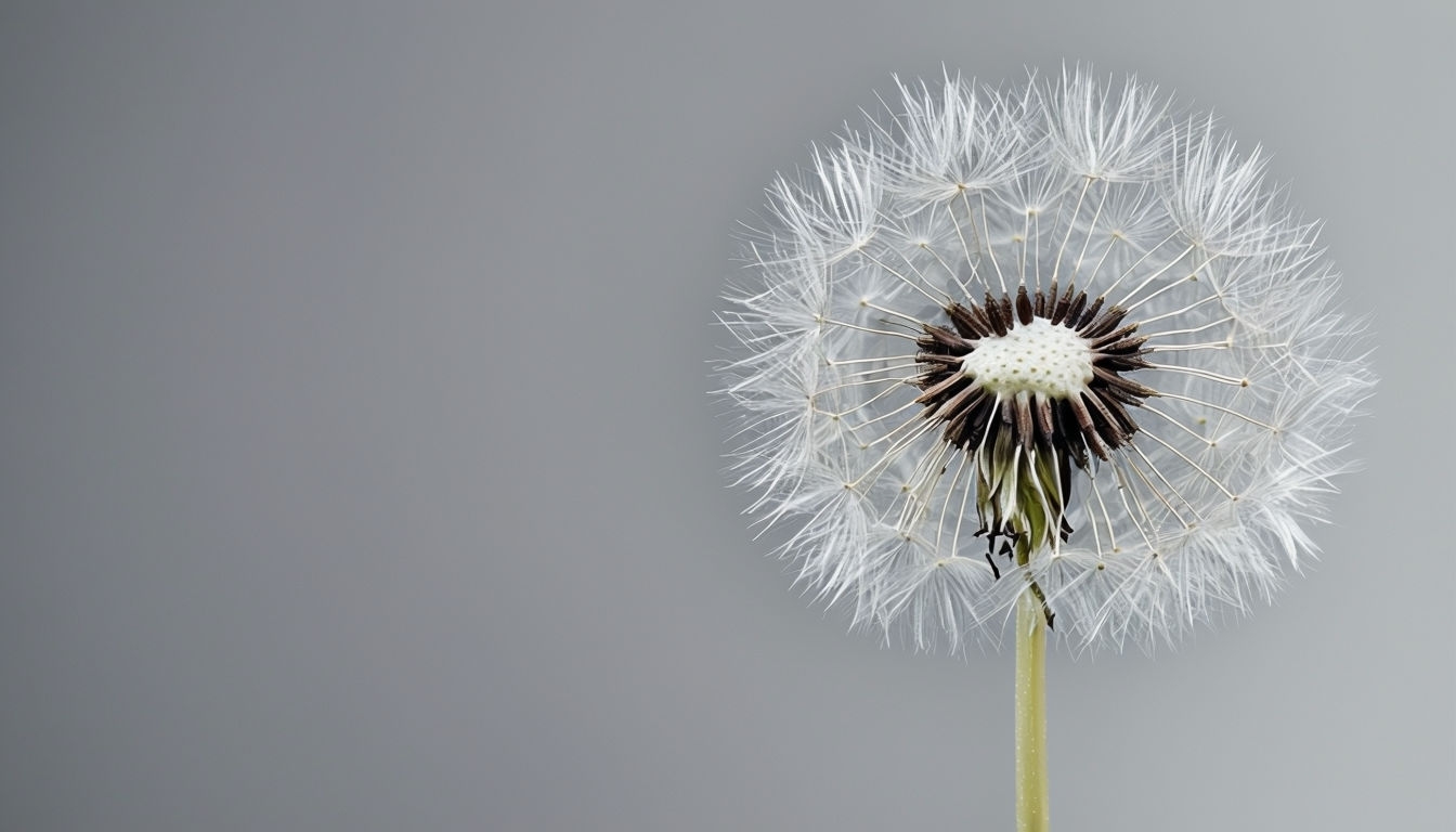 Serene Minimalist Dandelion Seed Head Photograph Background