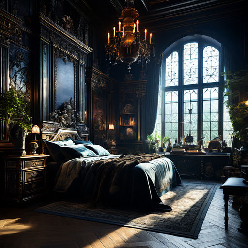 18th-century goth-themed male bedroom by Rulin Rossouw - Playground