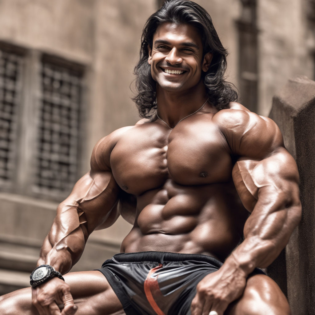 bodybuilder with long haur