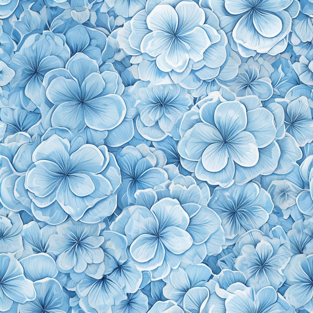 Serene Sky Blue and White Botanical Seamless Pattern