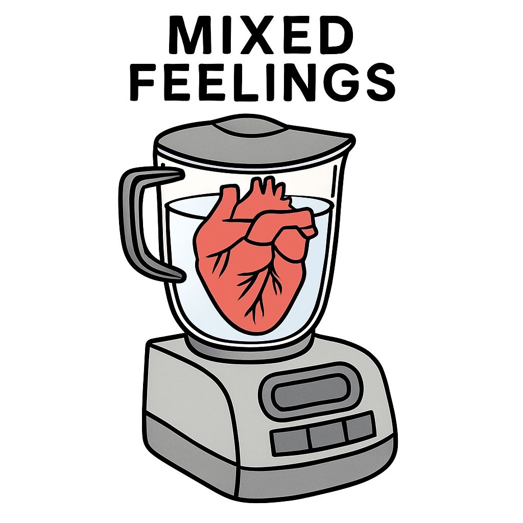 Mixed Feelings Cartoon Blender with Heart Illustration Sticker