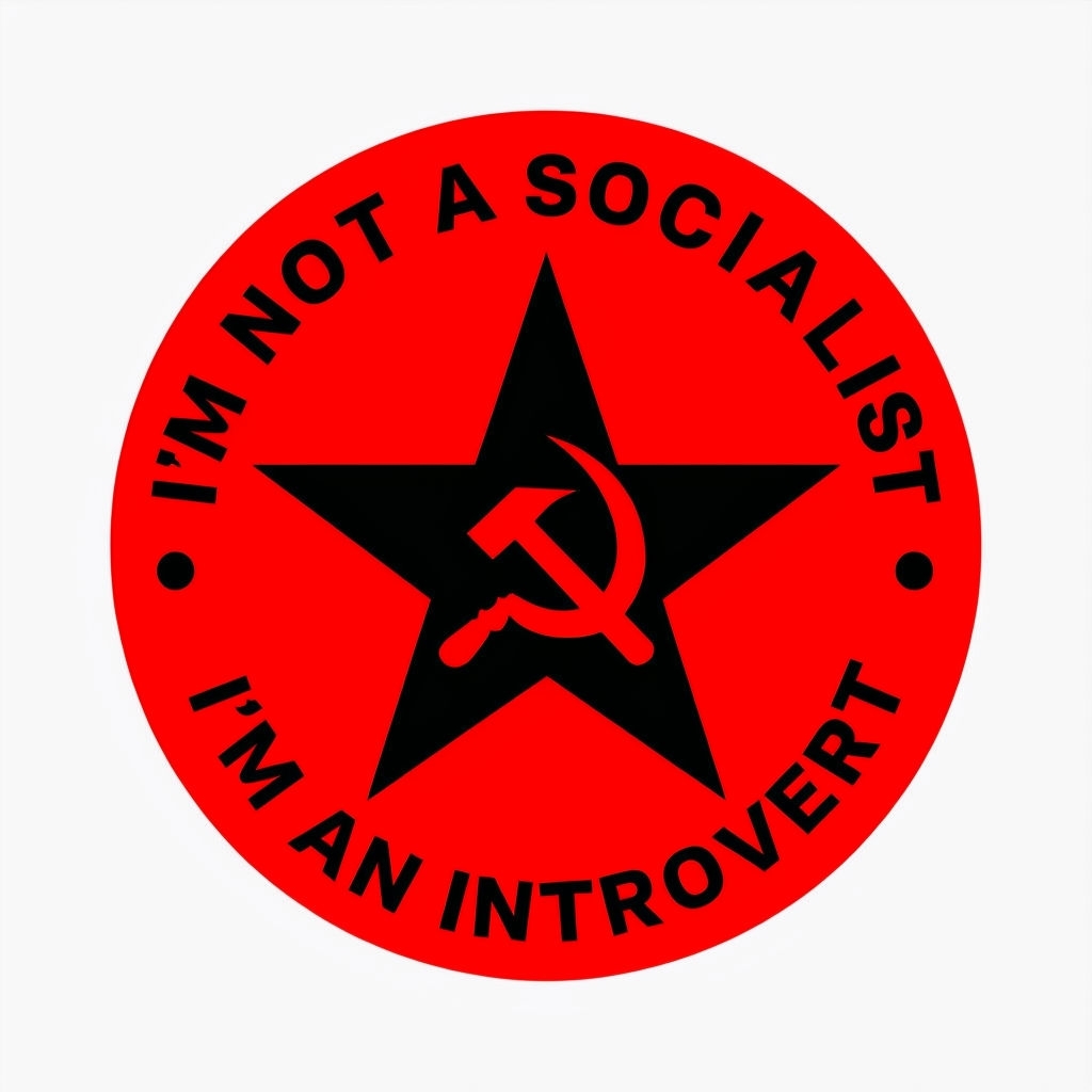 Bold Black Star and Text on Red Background Sticker