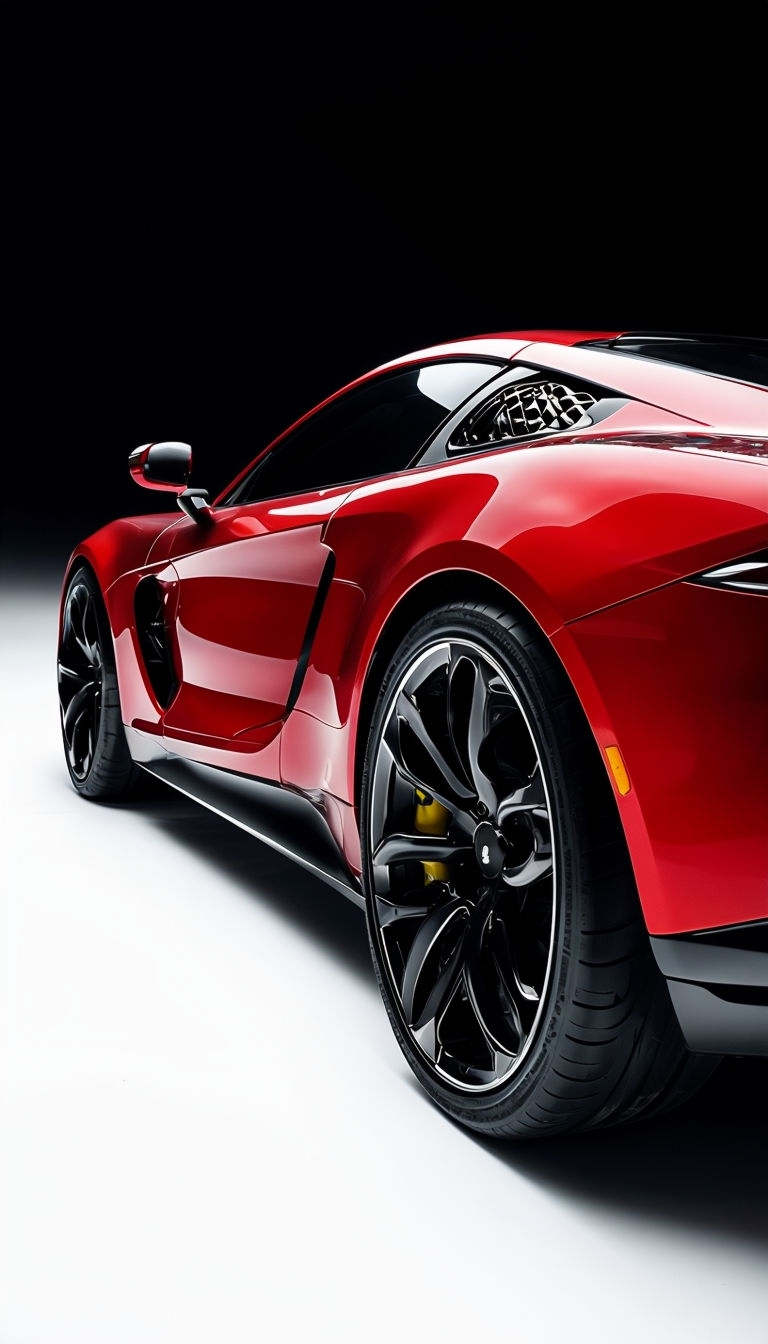 Sleek Red Sports Car Low Angle Photography Mobile Wallpaper