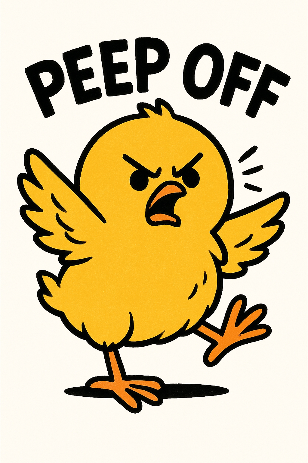 Angry Yellow Chick PEEP OFF Cartoon T-Shirt