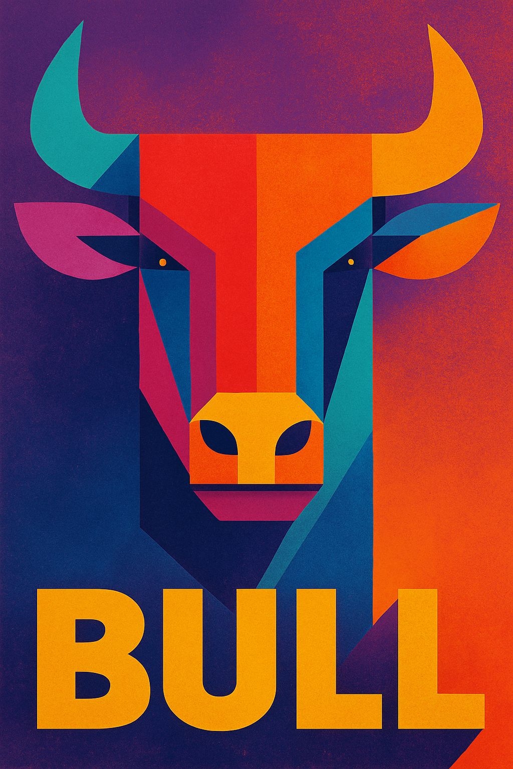 Geometric Bull Face Illustration with Bold Text Poster