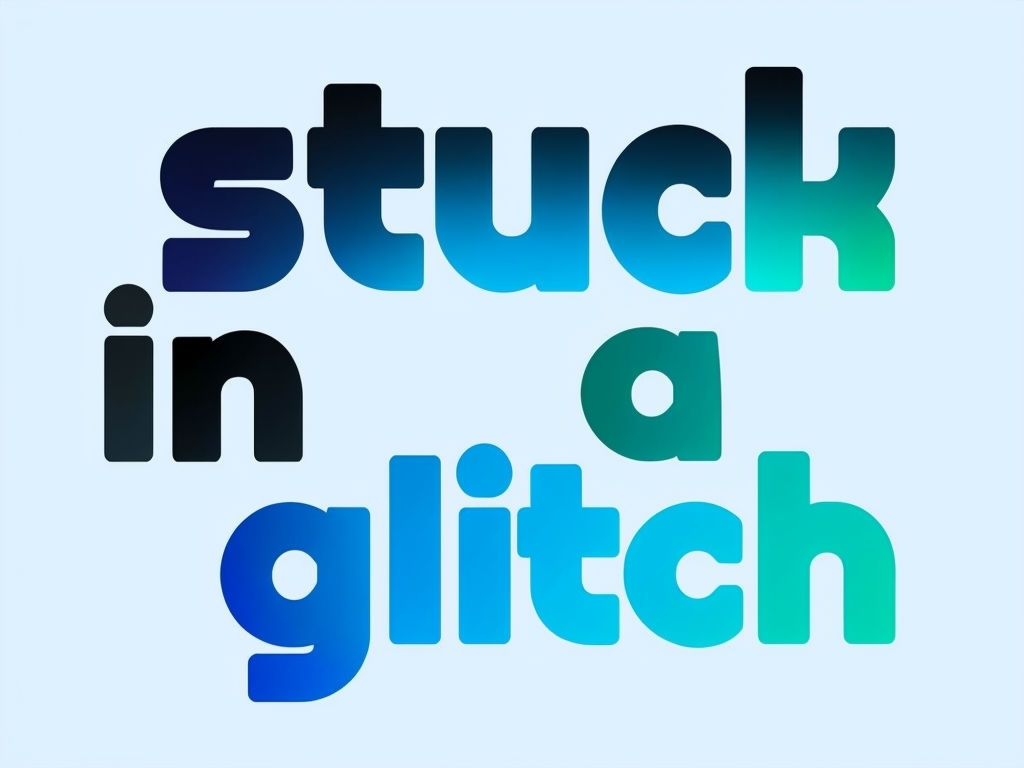 Stuck in a Glitch Bold Text Digital Graphic T-Shirt