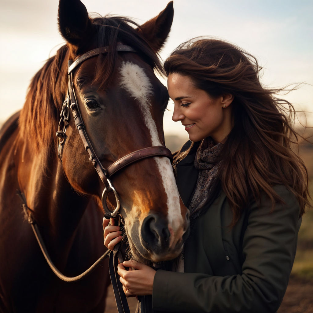 Woman sucking horse cock.