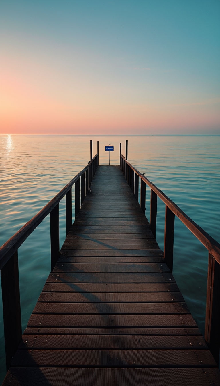 Tranquil Sunset Over Wooden Pier Wallpaper for Peaceful Ambiance Mobile Wallpaper