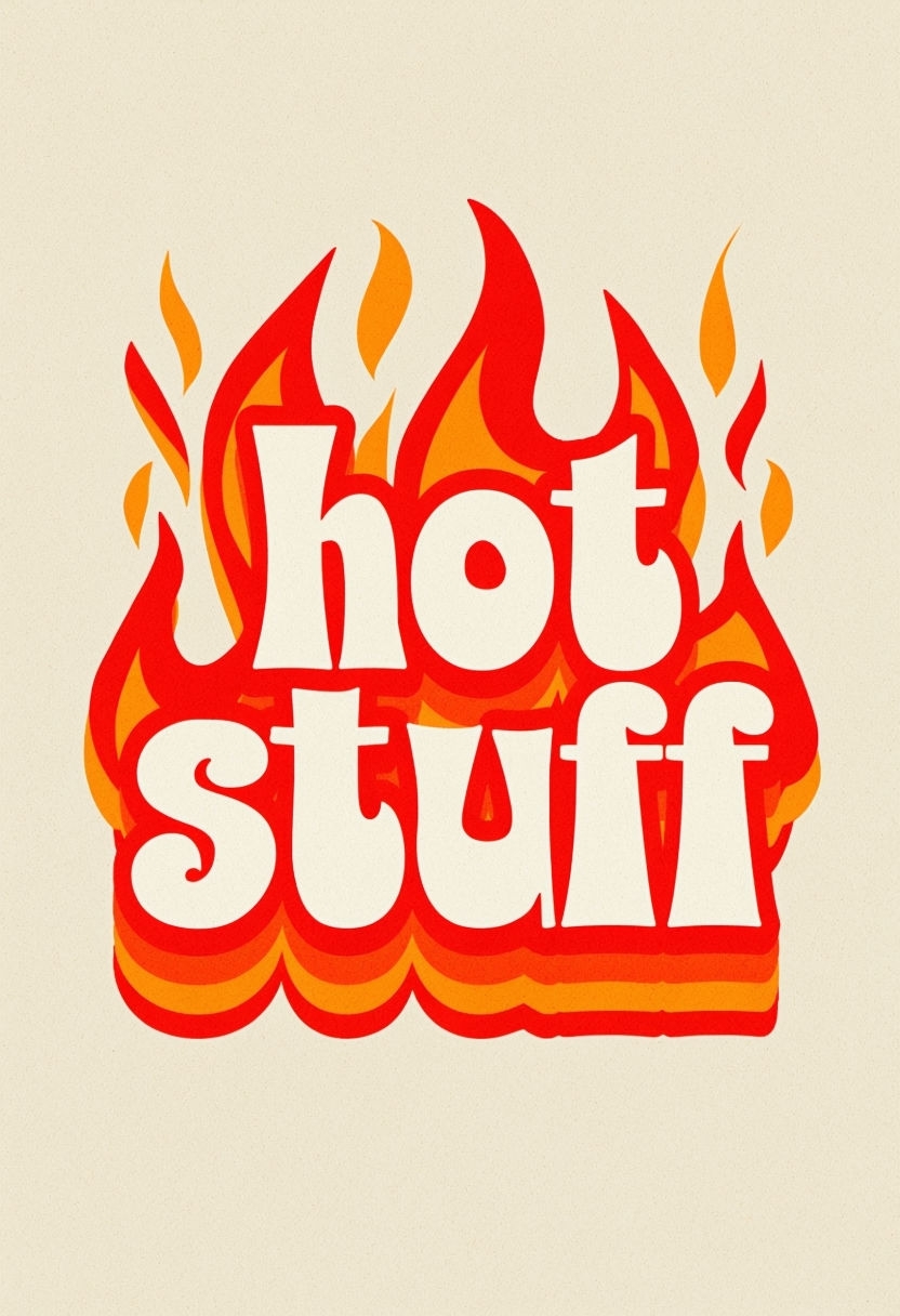 Groovy 70s Hot Stuff Retro Typography T-Shirt