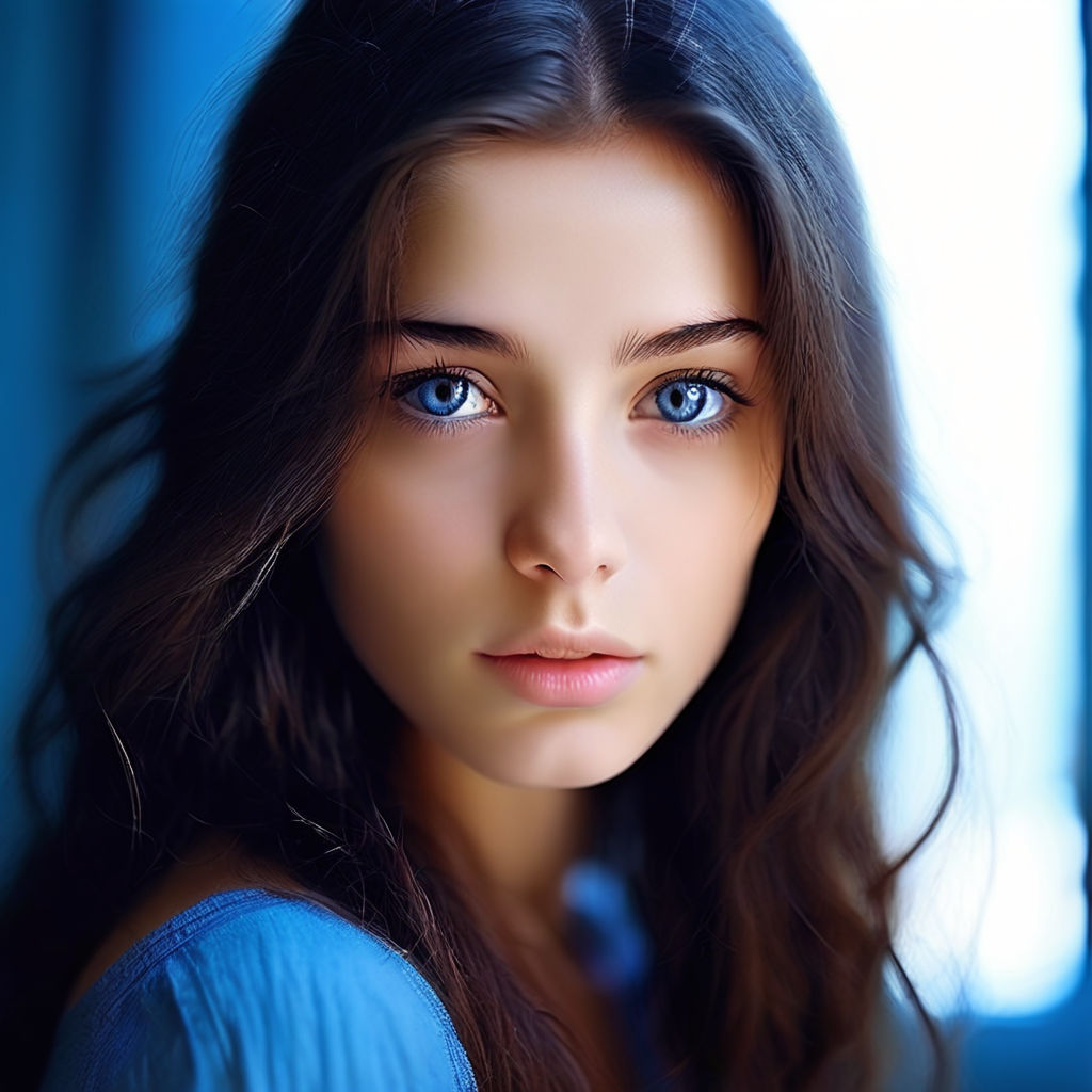 Beautiful woman blue eyes