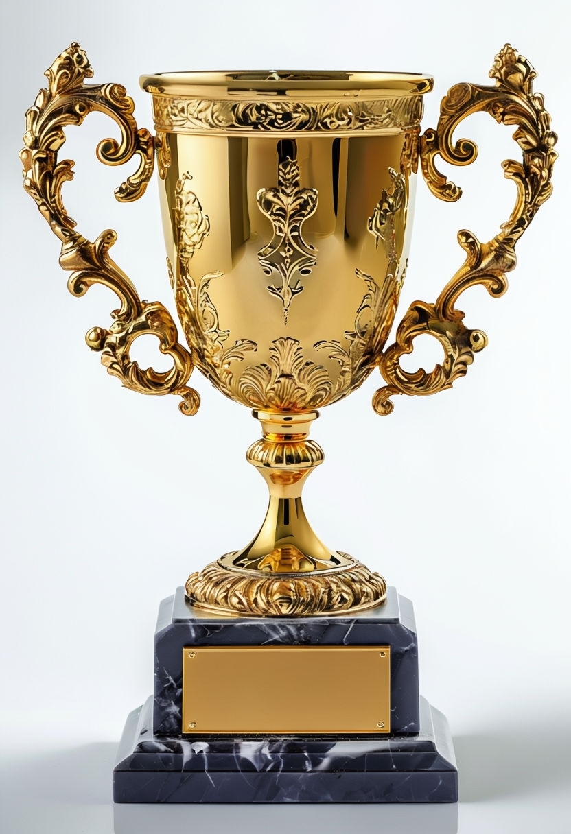 Elegant Gold Trophy Cup Product Photography Art