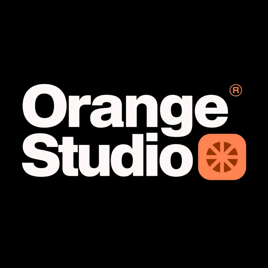 Modern Orange Studio Logo with Distinctive Icon Design