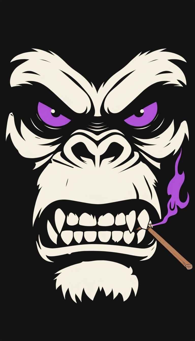 Menacing Cartoon Chimpanzee Face Illustration Phone Case Cover