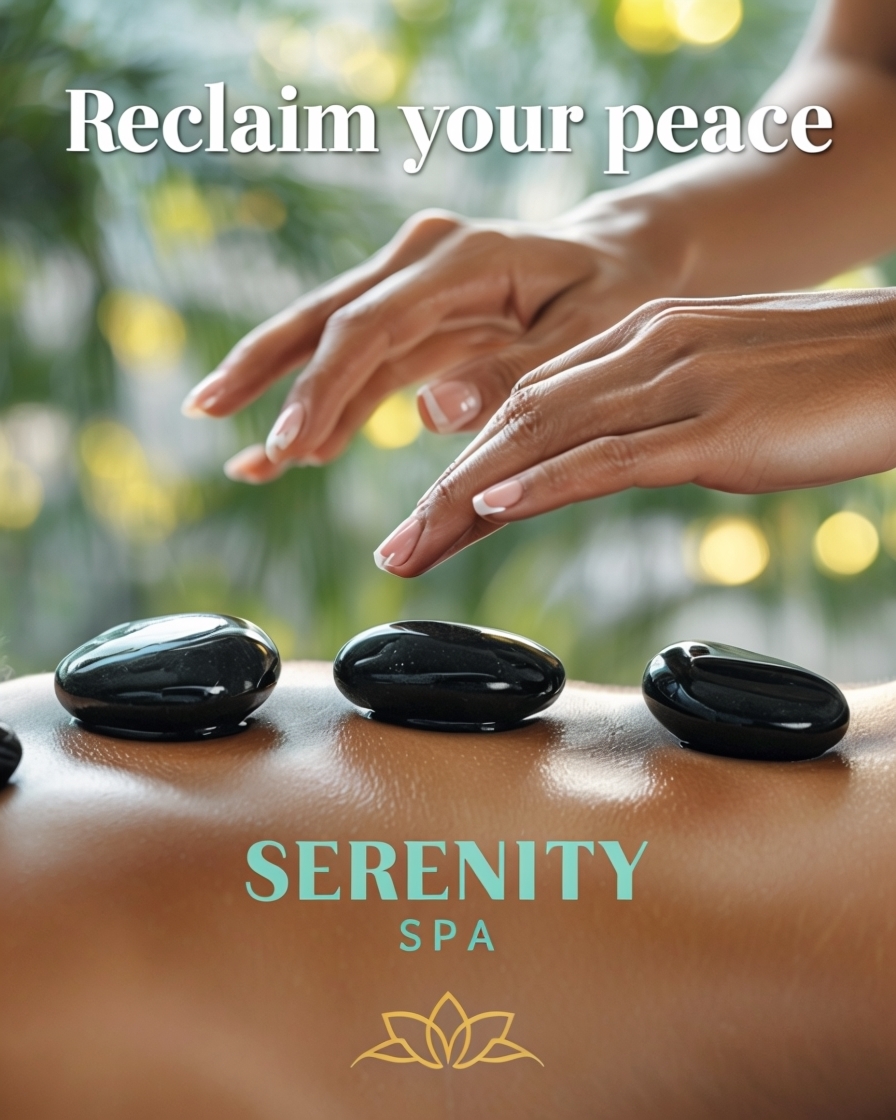 Tranquil Hot Stone Massage Spa Advertisement for Relaxation Ads