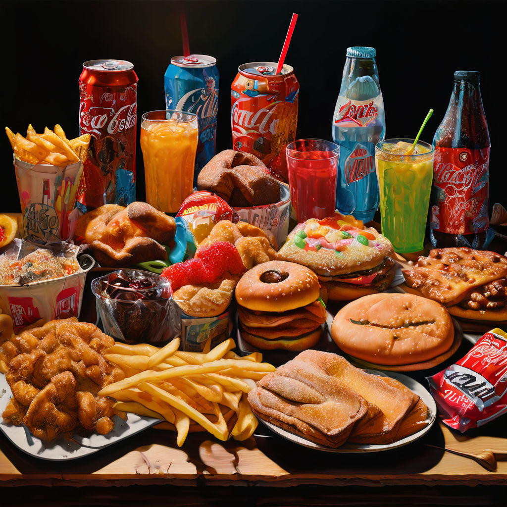 A Table Full Of Junk Foods And Sodas By Milo Carruthers - Playground