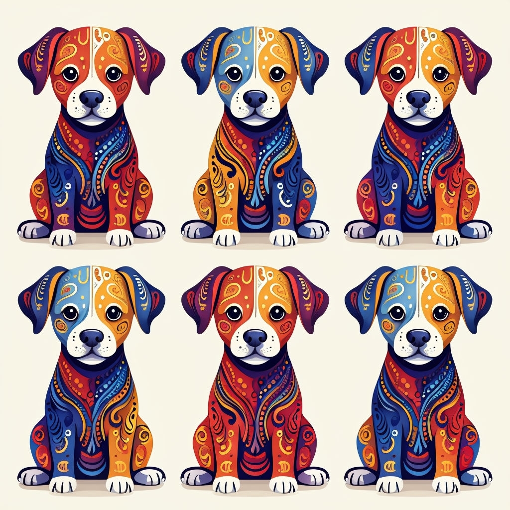 Vibrant Cartoon Dogs Seamless Pattern with Colorful Designs