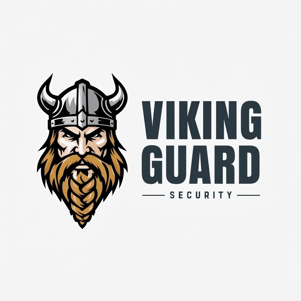 Bold Viking Head Logo Design for Security Services