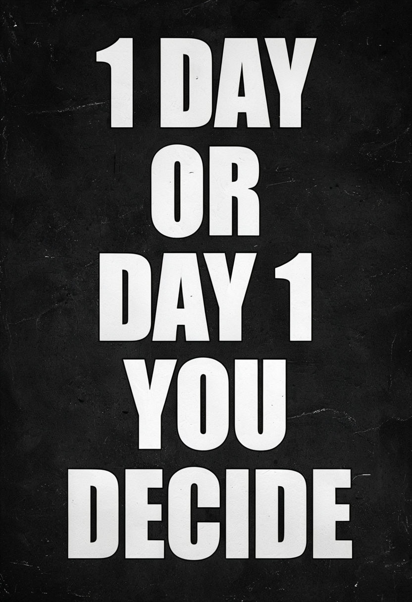 Motivational "1 DAY OR DAY 1 YOU DECIDE" Poster Design